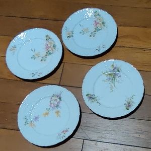 Carl Tielsch vintage 4 floral porcelain plates